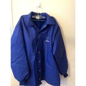 Hilton Jacket Men XL Blue Solid Six Flags Employee Fleece Inside Made in USA